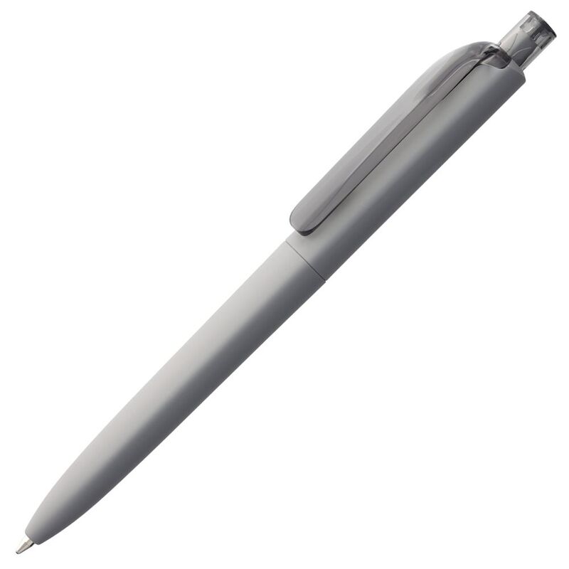 Ручка шариковая Prodir DS8 PRR-T Soft Touch, серая с логотипом
