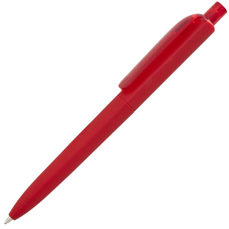 Ручка шариковая Prodir DS8 PRR-T Soft Touch, красная с логотипом