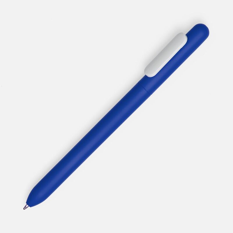 Ручка шариковая Swiper Soft Touch, синяя с белым с логотипом