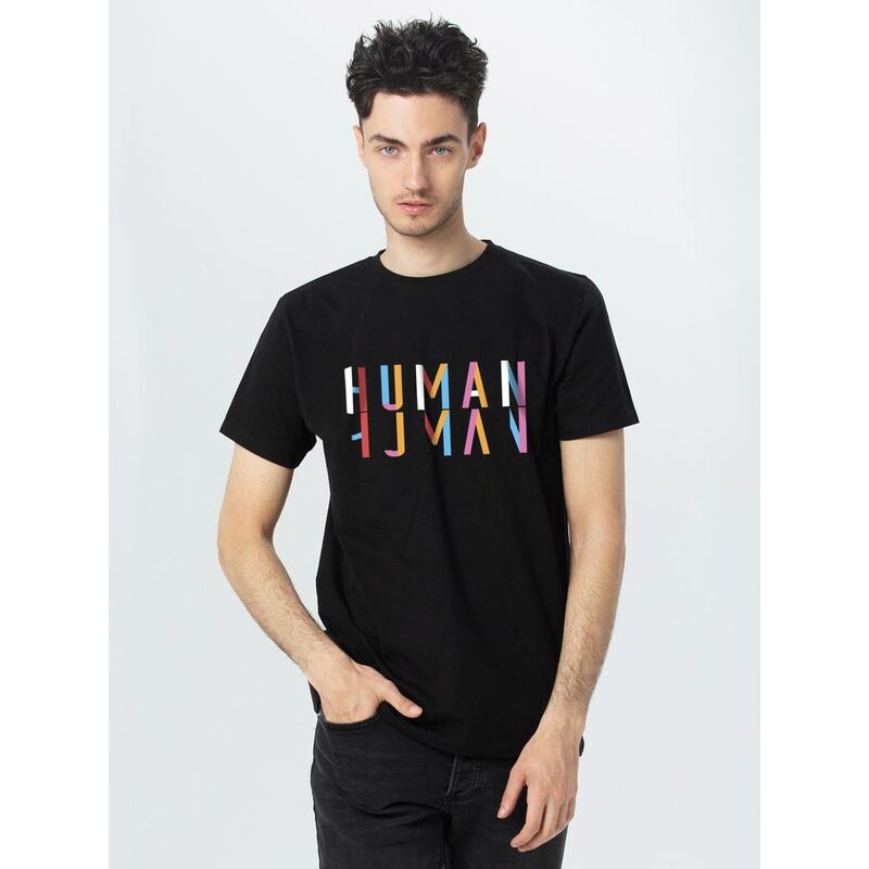 Футболка Human, черная, размер S с логотипом