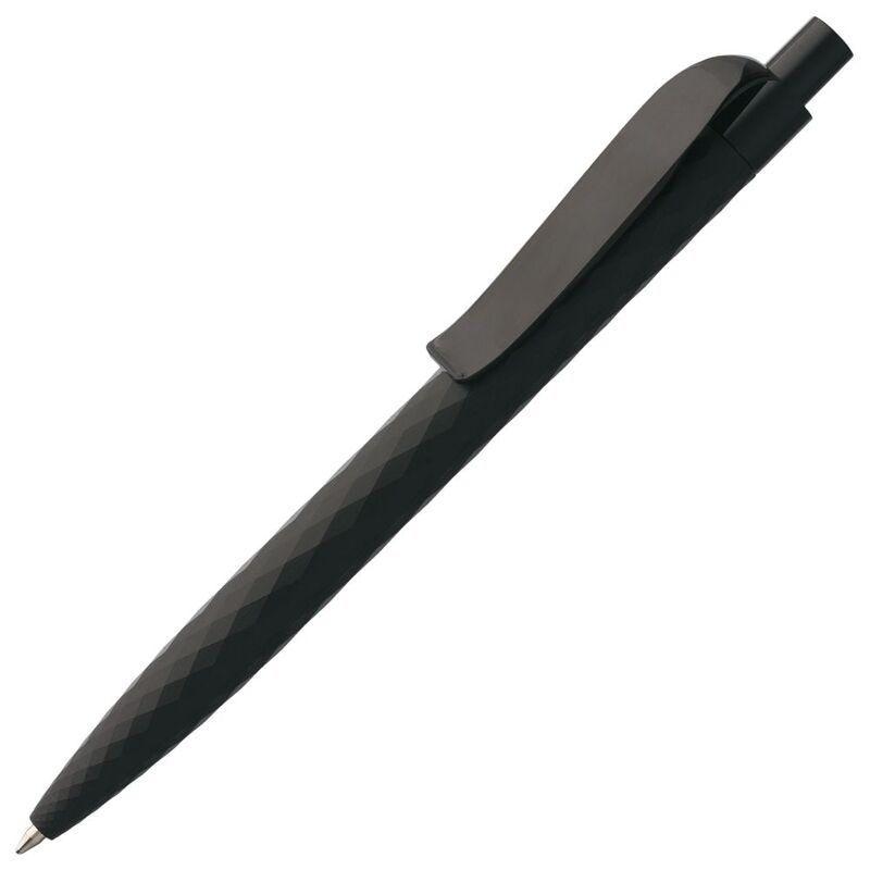 Ручка шариковая Prodir QS01 PRP-P Soft Touch, черная с логотипом