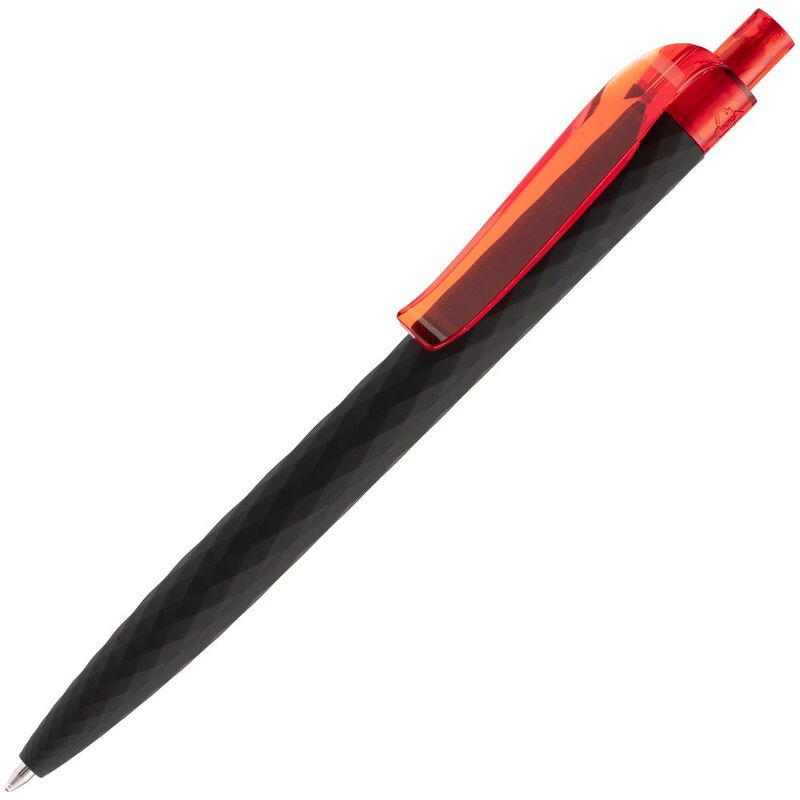 Ручка шариковая Prodir QS01 PRT-T Soft Touch, черная с красным с логотипом