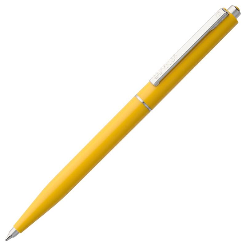 Ручка шариковая Senator Point, ver.2, желтая с логотипом