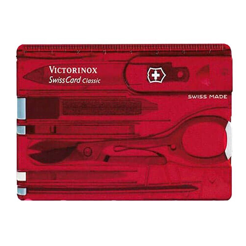 Набор инструментов SwissCard, полупрозрачный красный с логотипом