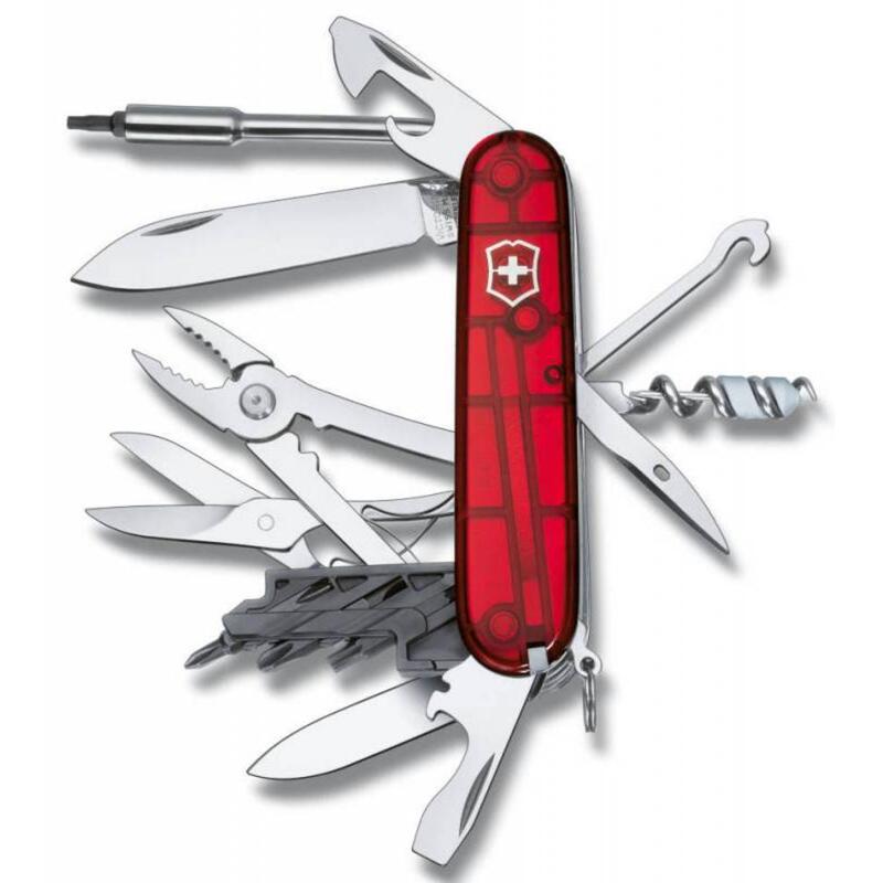 Офицерский нож CyberTool L, прозрачный красный с логотипом