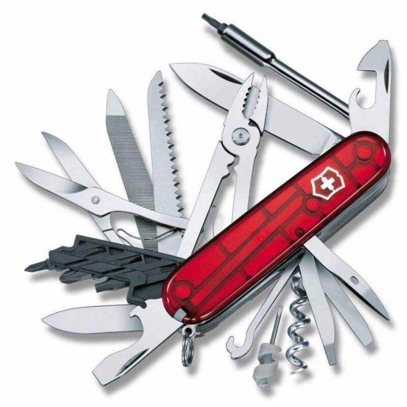Офицерский нож CyberTool L, полупрозрачный красный с логотипом