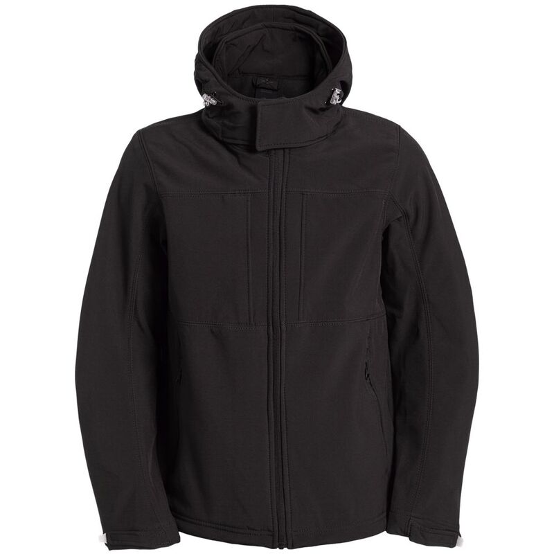 Куртка мужская Hooded Softshell черная, размер S с логотипом