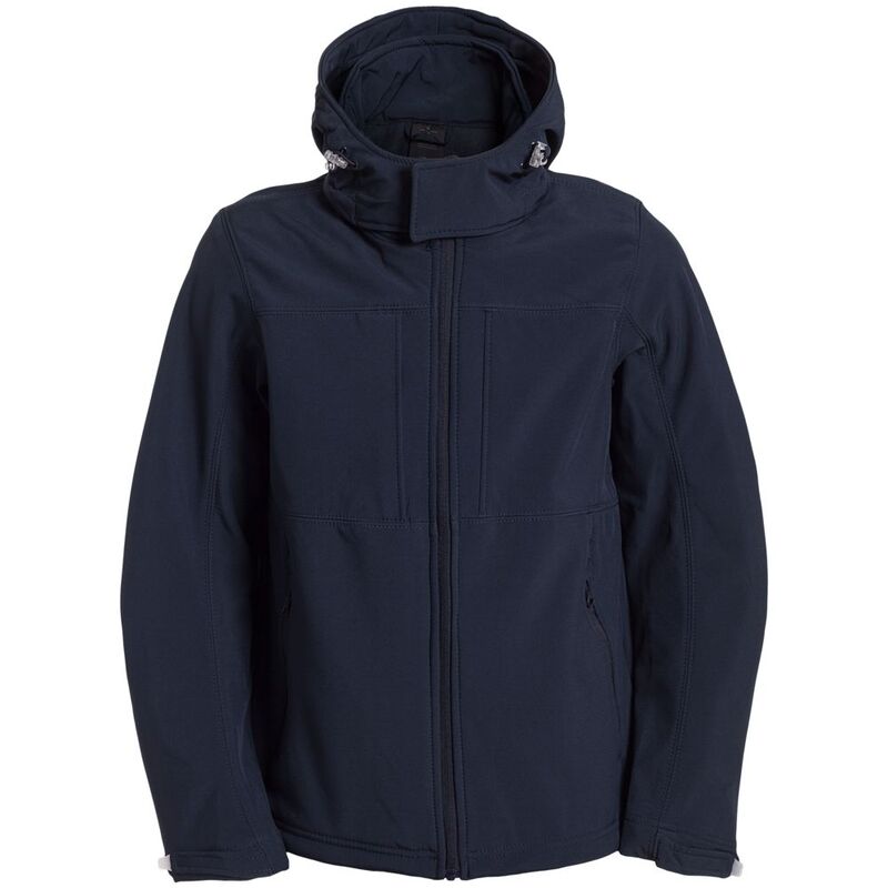 Куртка мужская Hooded Softshell темно-синяя, размер M с логотипом