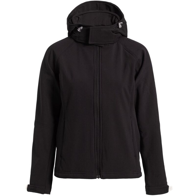 Куртка женская Hooded Softshell черная, размер L с логотипом