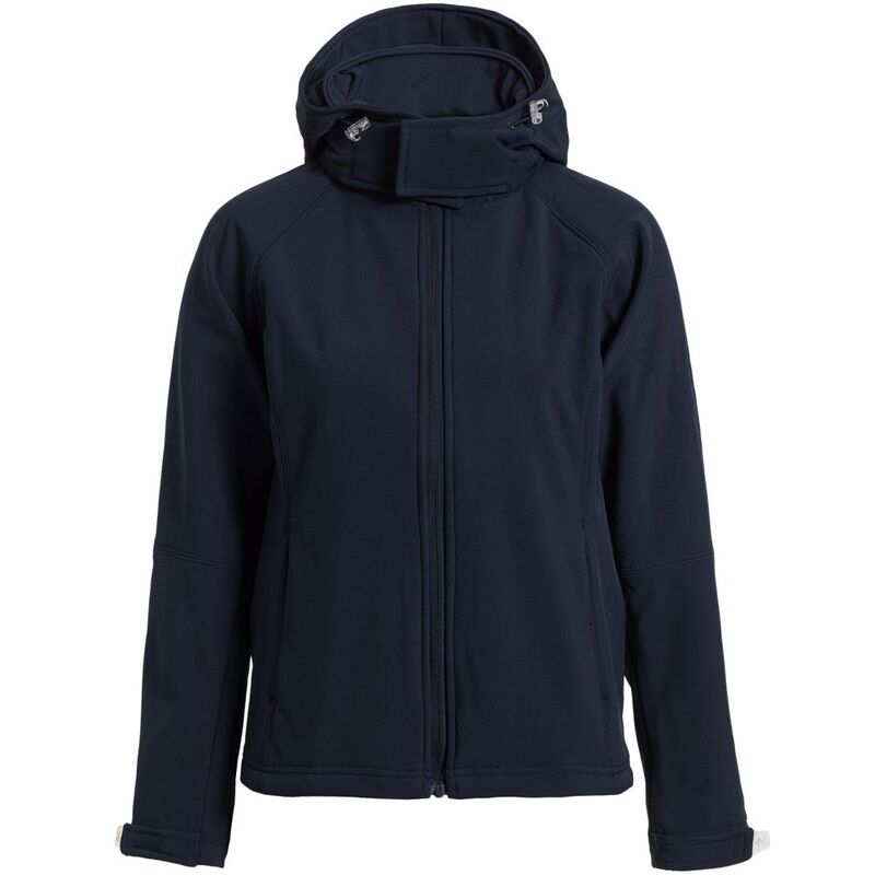 Куртка женская Hooded Softshell темно-синяя, размер L с логотипом