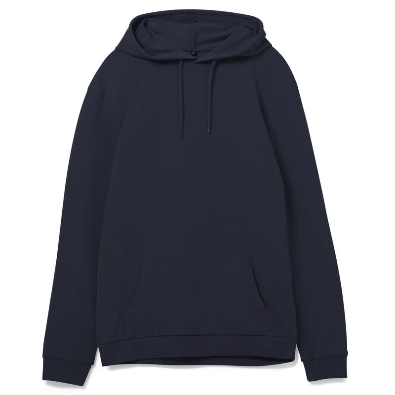 Толстовка с капюшоном унисекс Hoodie, темно-синяя, размер S с логотипом