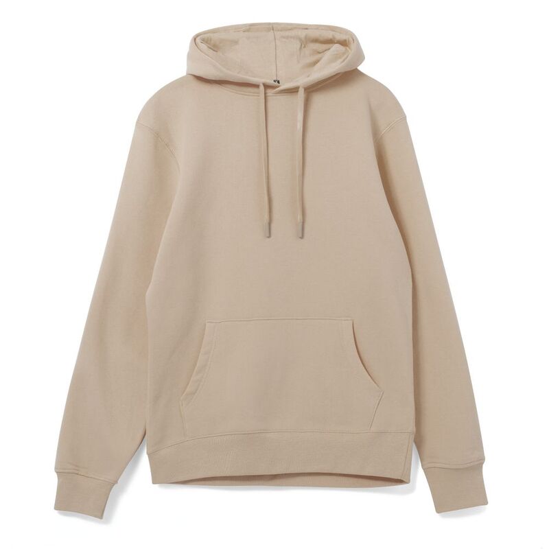 Толстовка с капюшоном унисекс Hoodie, бежевая, размер XS с логотипом