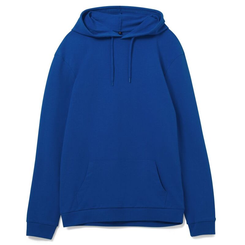 Толстовка с капюшоном унисекс Hoodie, ярко-синяя, размер XS с логотипом