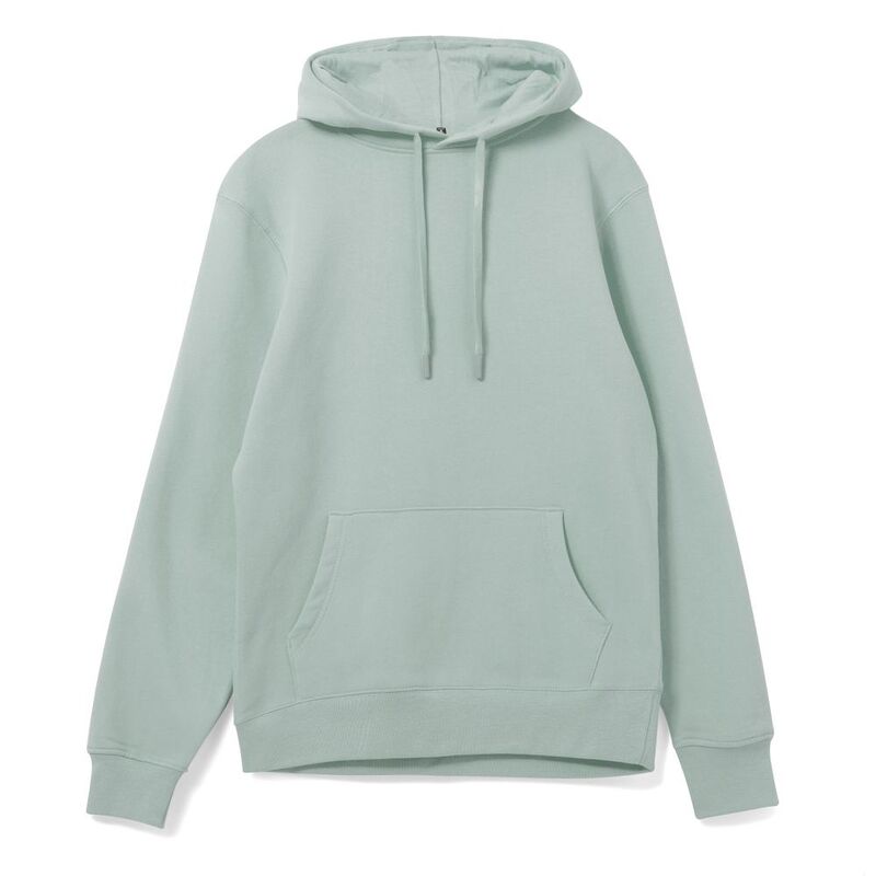 Толстовка с капюшоном унисекс Hoodie, серо-зеленая, размер S с логотипом