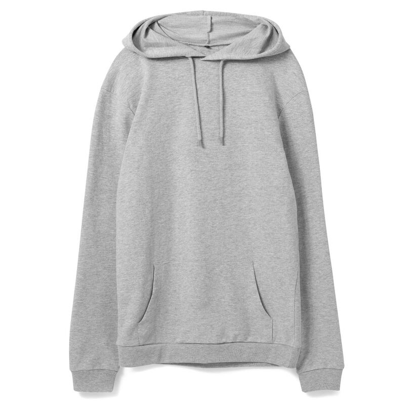 Толстовка с капюшоном унисекс Hoodie, серый меланж, размер S с логотипом
