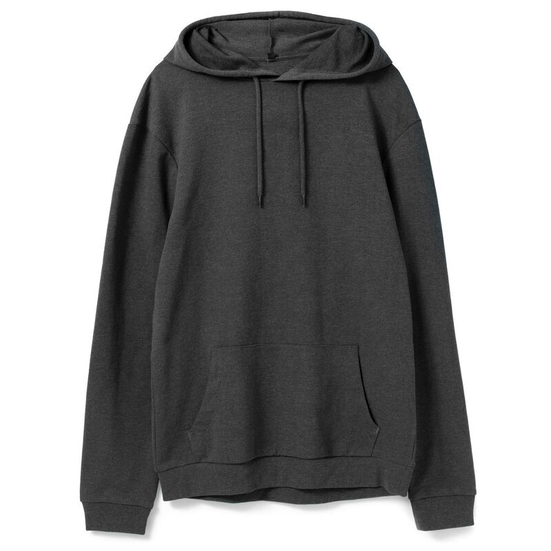 Толстовка с капюшоном унисекс Hoodie, серый меланж (антрацит), размер XS с логотипом
