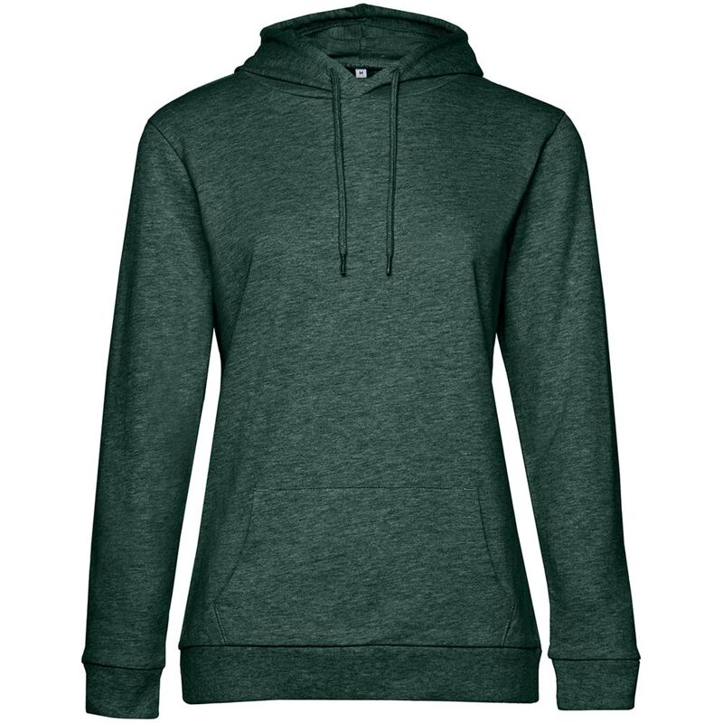 Толстовка с капюшоном женская Hoodie, темно-зеленый меланж, размер L с логотипом