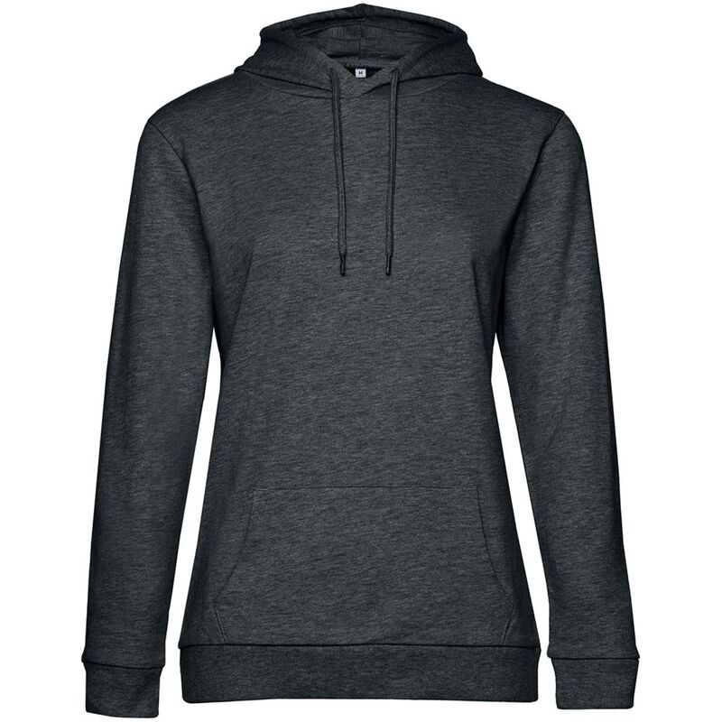 Толстовка с капюшоном женская Hoodie, серый меланж (антрацит), размер L с логотипом