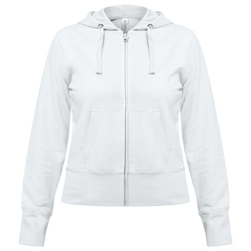 Толстовка женская Hooded Full Zip белая, размер XS с логотипом