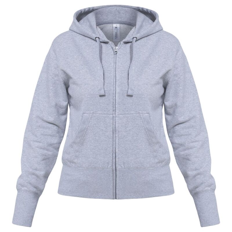 Толстовка женская Hooded Full Zip серый меланж, размер XXL с логотипом