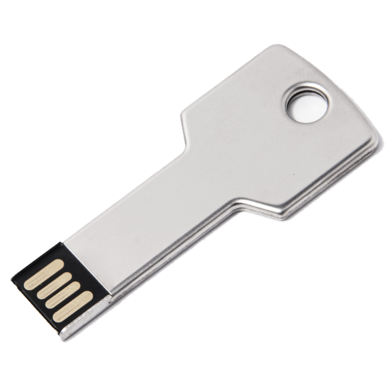 USB flash-карта KEY (16Гб), серебристая, 5,7х2,4х0,3 см, металл с логотипом