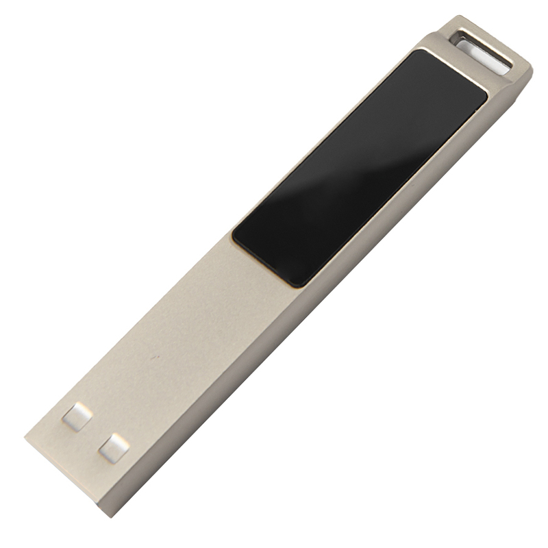 USB flash-карта LED с белой подсветкой (32Гб), серебристая, 6,6х1,2х0,45 см, металл с логотипом