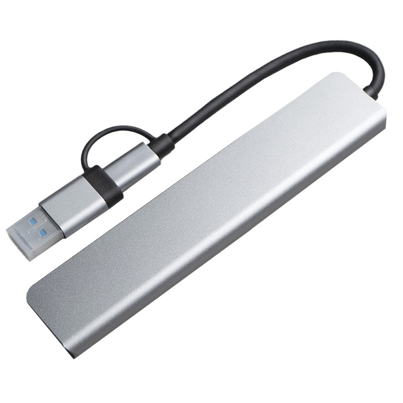 USB-хаб ROOT 8 в 1, серый, алюминий с логотипом