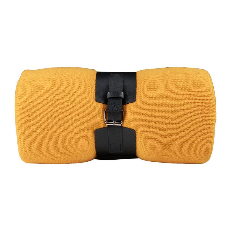 Плед "Belt"; жёлтый; 130 х 180 см; 100% акрил, с поясом с логотипом