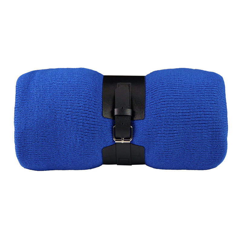 Плед "Belt"; синий; 130 х 180 см; 100% акрил, с поясом с логотипом