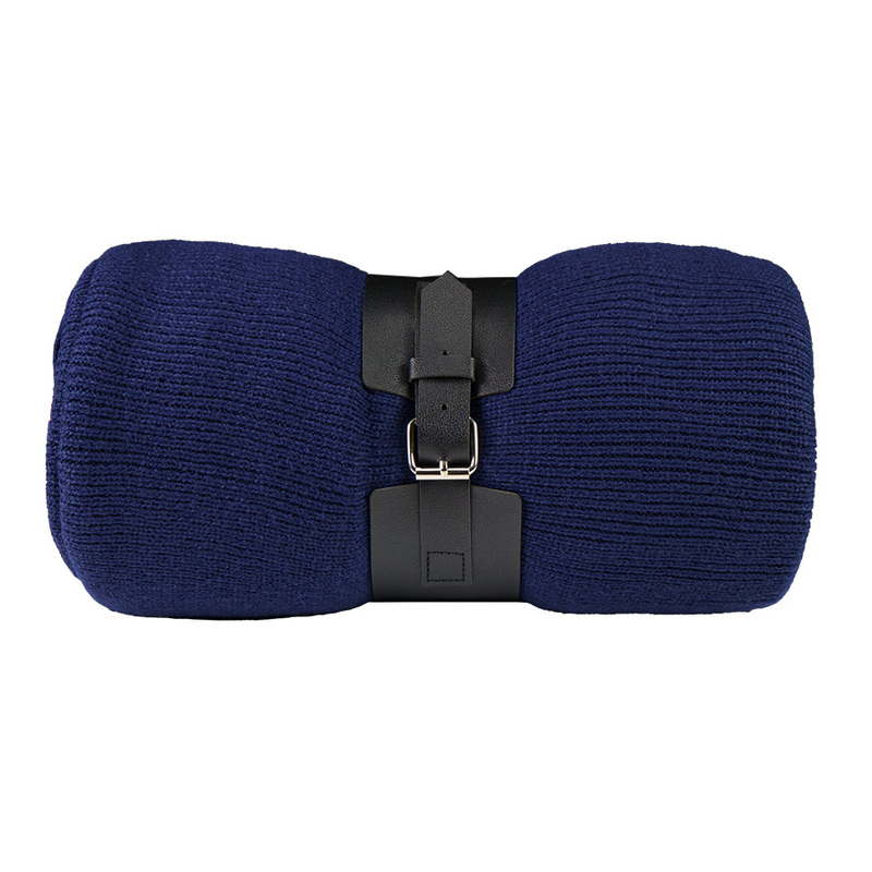 Плед "Belt"; т.синий; 130 х 180 см; 100% акрил, с поясом с логотипом