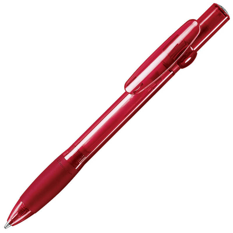 ALLEGRA LX, ручка шариковая с грипом, прозрачный красный, пластик с логотипом