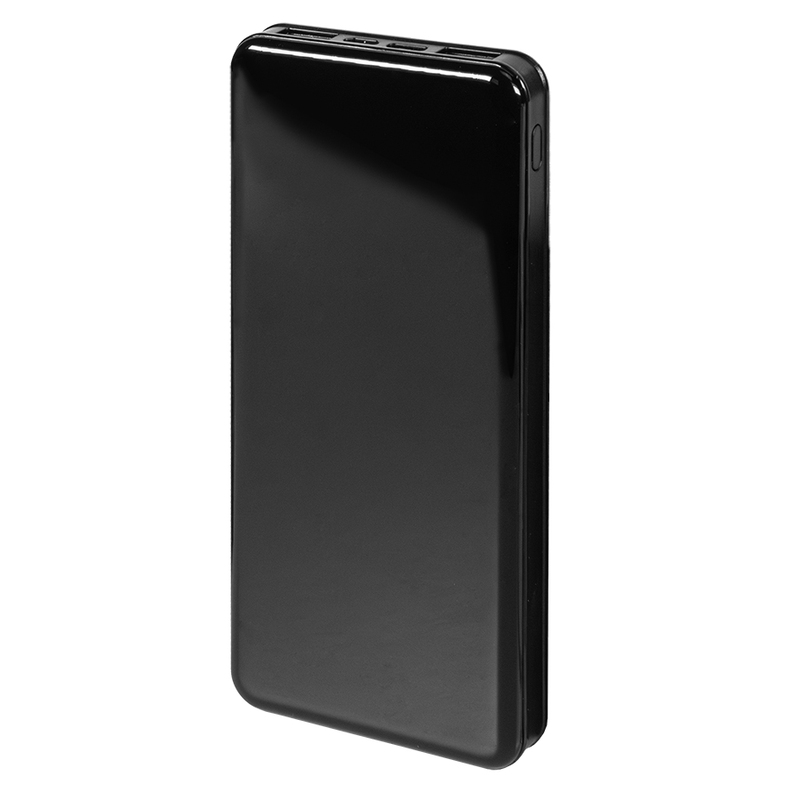 Универсальный аккумулятор Sleek 10 (10000 мАч), черный, 14х6.8х1,5 см с логотипом