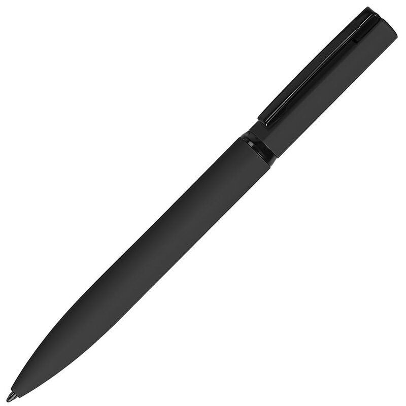 Ручка шариковая MIRROR BLACK, покрытие soft touch с логотипом