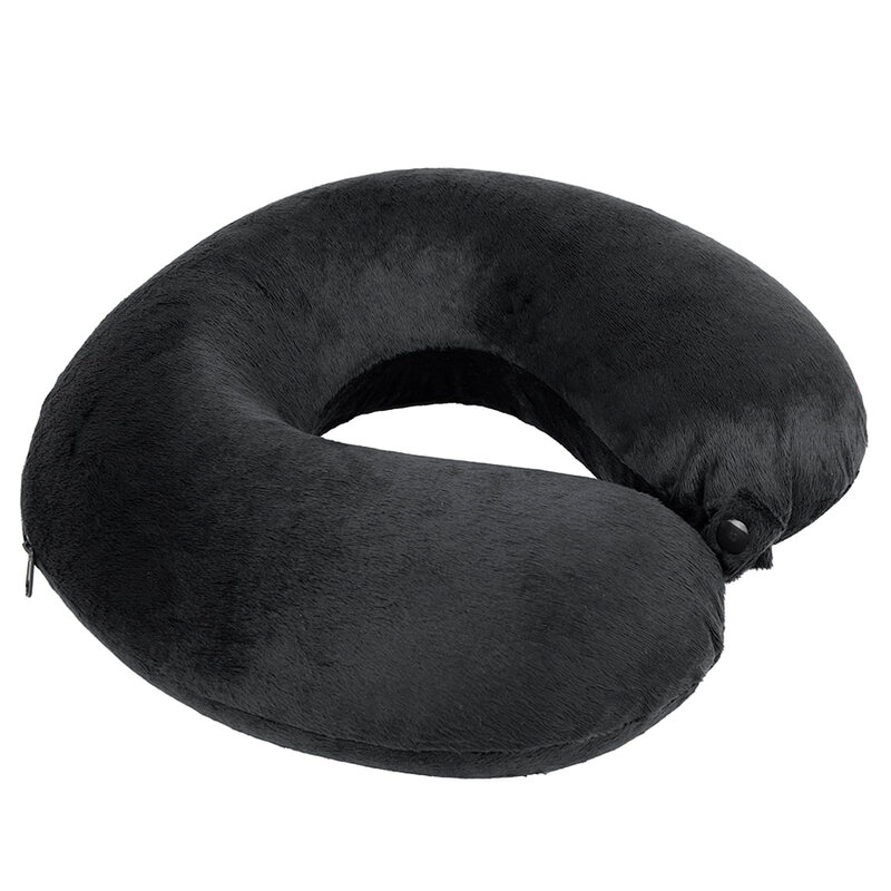 Подушка дорожная "SOFT"; memory foam, микрофибра, черный с логотипом