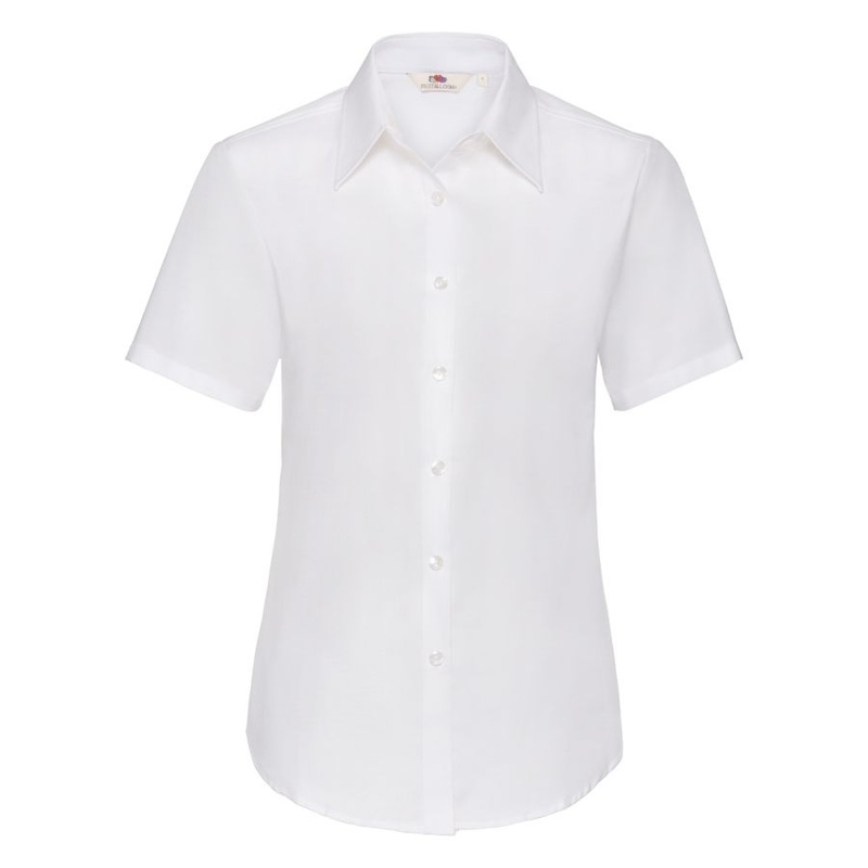 Рубашка женская SHORT SLEEVE OXFORD SHIRT LADY-FIT 130 с логотипом