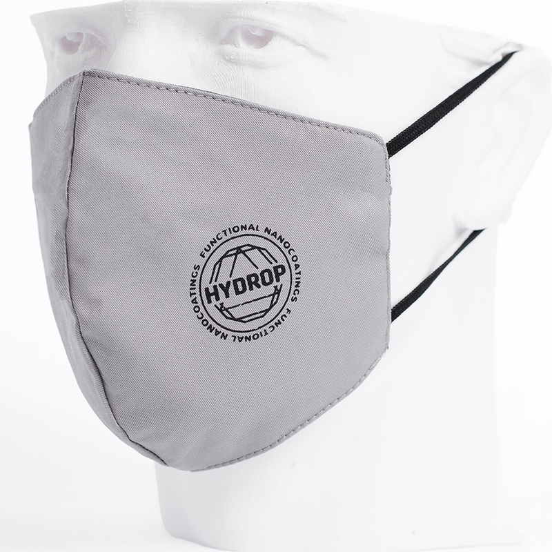 Бесклапанная фильтрующая маска RESPIRATOR 800 HYDROP серая с логотипом в фирменном пакете с логотипом