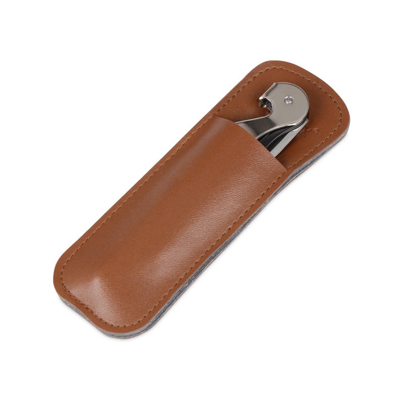 Футляр для штопора из искусственной кожи Corkscrew Case, коричневый с логотипом