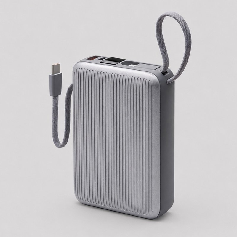 Внешний АКБ NRG Turbo Cable 20000 mAh, 22,5Вт, графит, Deppa с логотипом