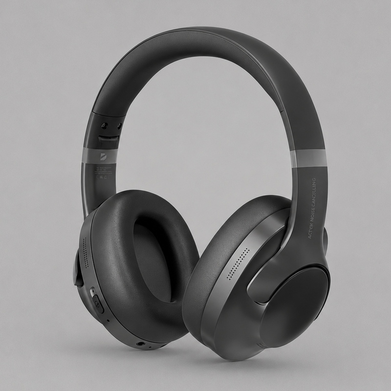 Беспроводные накладные наушники Stereo Ultra ANC, BT 5.4, ANC/ENC, 500мАч, черный, Deppa с логотипом