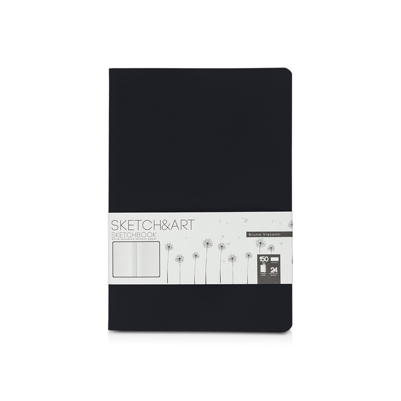 Скетчбук "Sketch & Art" в мягком переплете 147х210 мм, 24 л. белой бумаги 150 г/м2, черный с логотипом