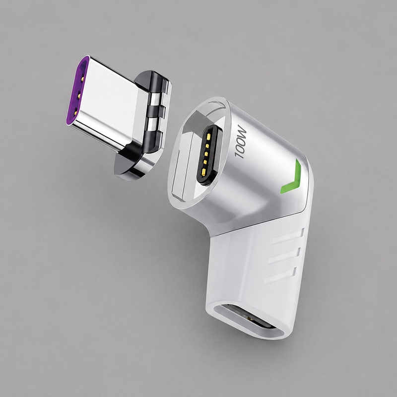 Адаптер USB-С - USB-C, магнитный, белый, Deppa с логотипом