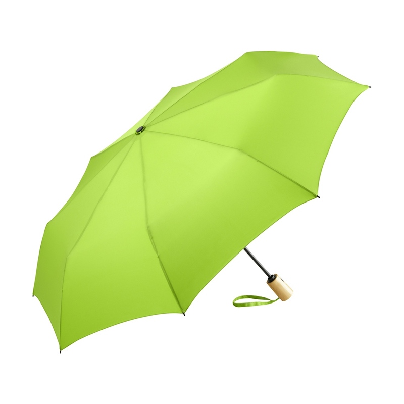 Зонт складной 5429 ÖkoBrella из бамбука, полуавтомат, лайм с логотипом