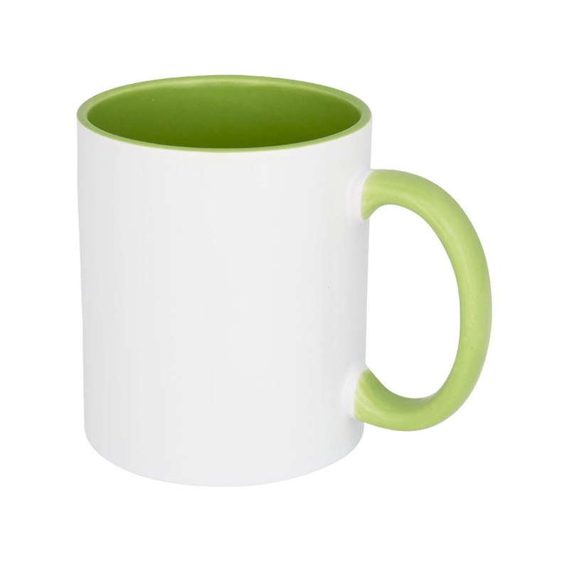 Цветная кружка Pix для сублимации, белый/зеленый с логотипом