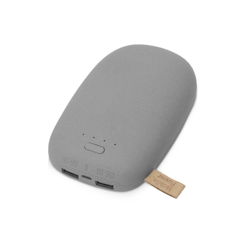 Внешний аккумулятор в форме камня «Stone», 10400 mAh, серый с логотипом