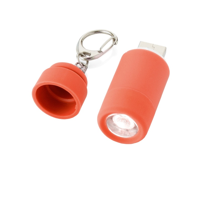 Мини-фонарь "Avior" с зарядкой от USB, красный с логотипом