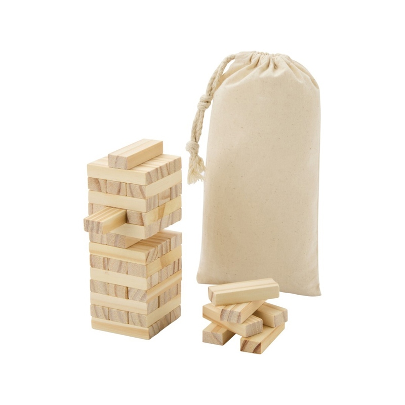 Jumble деревянная игра «Падающая башня», натуральный с логотипом