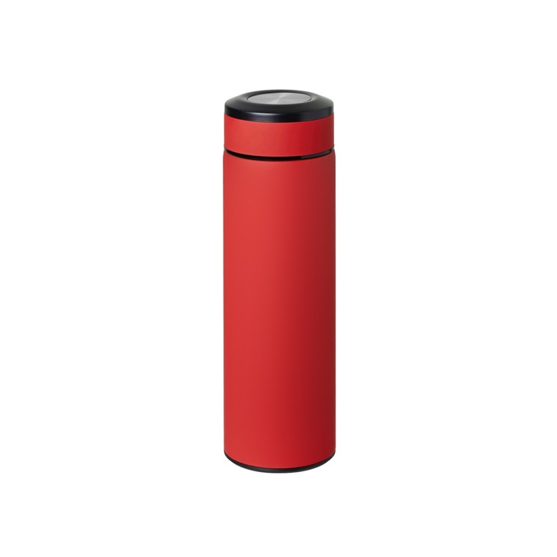 Вакуумный термос "Vacuum Flask C1", soft touch, 420мл, красный с логотипом