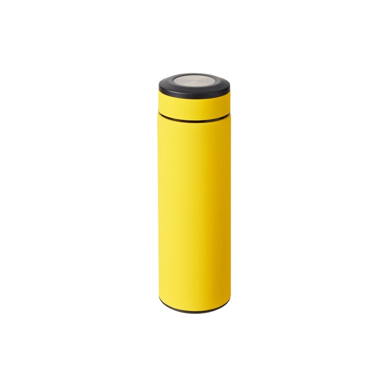 Вакуумный термос "Vacuum Flask C1", soft touch, 420мл, желтый с логотипом