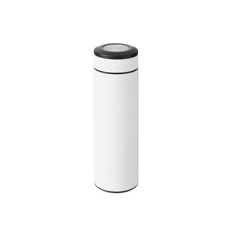 Вакуумный термос "Vacuum Flask C1", soft touch, 420мл, белый с логотипом