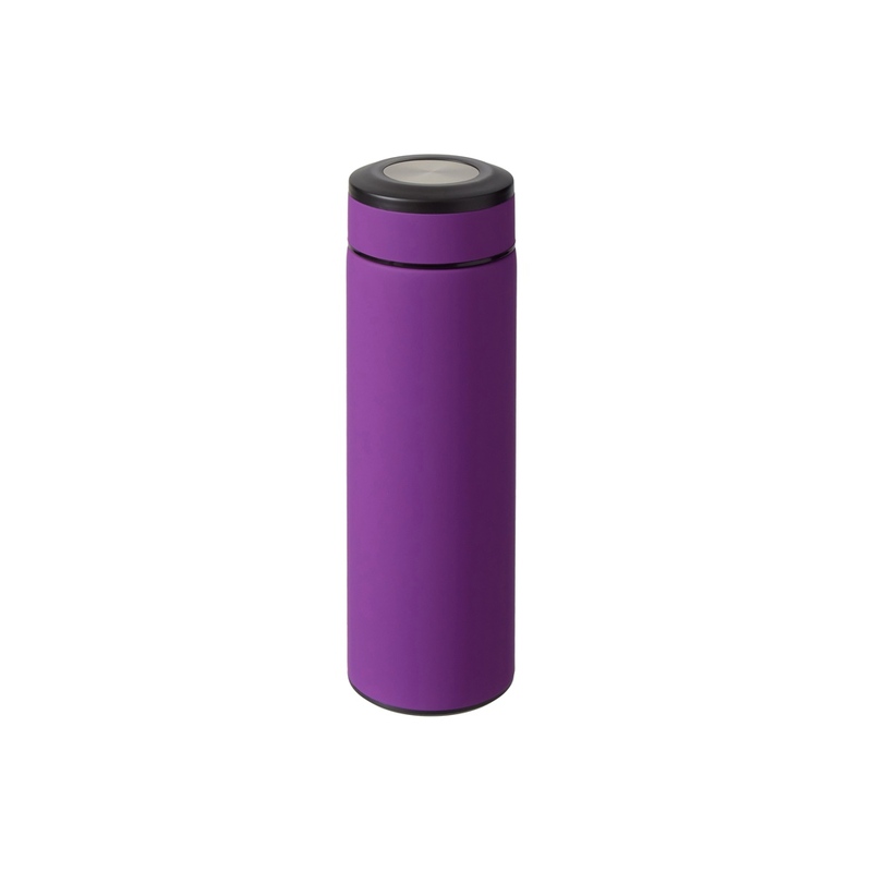 Вакуумный термос "Vacuum Flask C1", soft touch, 420мл, фиолетовый с логотипом